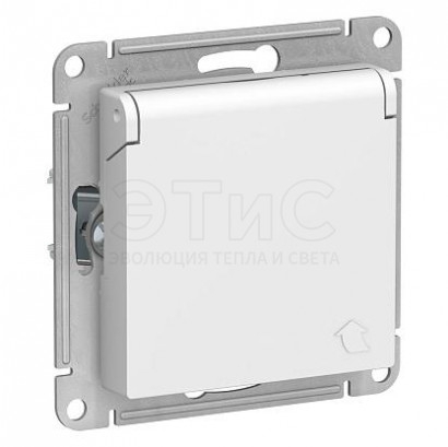Розетка одинарная скрытая З/К С/Ш 16А 250В IP20 с крышкой белый ATLASDESIGN